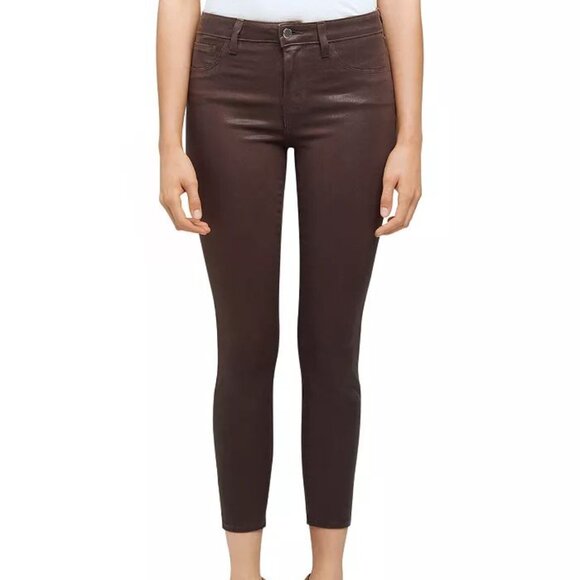 L'AGENCE Denim - L'AGENCE Margot Coated High-Rise Skinny Jeans Cocoa Sz 27